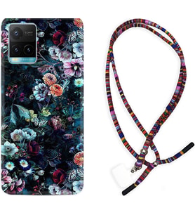 Vivo Y11S Y21S Y20 Y20S Y70 Kılıf Boyun Asklı Rasta Silikon Great Flowers 1304