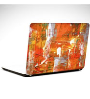 Turuncu ve Beyaz Soyut Laptop Sticker 15.6 inch (38X27CM)
