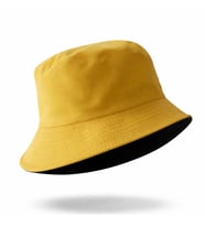 Perlotus Çift Taraflı Bucket Kova Balıkçı Şapka Unisex %100 Pamuklu Siyah İç Ast (Sarı)