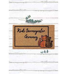 Kedi Sevmeyenler Giremez Kedili Kapı Paspası Koko Paspas Kıl Paspas Dış Kapı Paspası