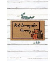 Kedi Sevmeyenler Giremez Kedili Kapı Paspası Koko Paspas Kıl Paspas Dış Kapı Paspası