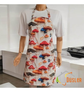 3D Boyutlu Desenli Ayarlanabilir Duck Kumaş Su ve Leke İtici Özelliği Bulunan Şef Mutfak Önlüğü (Çok Renkli)