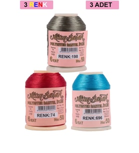 3 Adet Altınbaşak Oya ve Dantel İpi 20 gr - Royaleks - No: 074 - 696 - 198