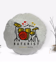 BK Gift Kişiye Özel İsimli Baterist Tasarımlı Dekoratif Kırlent Yastık-2
