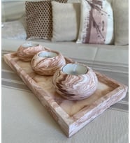 3'lü Beton Tabaklı Mumluk Set,dekoratif Mumluk,hediyelik Eşya,Mumlar Dahildir.