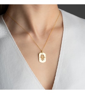 Vaoov 925 Ayar Gümüş Taşlı Fatmanın El Kolye (Gold)