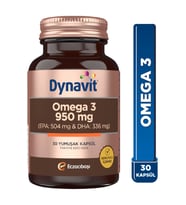 Dynavit Omega 3 950 mg 30 Yumuşak Kapsül - Yüksek EPA & DHA -1400mg Balık Yağı-Fish Oil Kalp Sağlığı