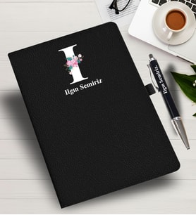 Kişiye Özel harf Tasarımlı  İsme Özel Defter ve Kalem