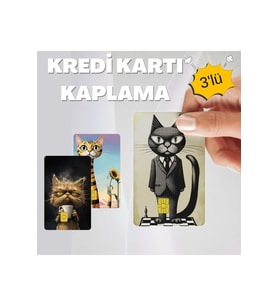 Sevimli Kediler Kart Kaplama 3'lü Set no3 Kredi Kartı & Akbil Sticker