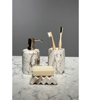 Premium Seri Gold Detay Beton Sıvı Sabunluk Ve Diş Fırçalık Set