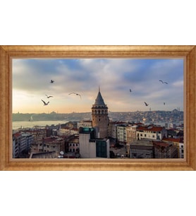 EV İŞYERİ OFİS İÇİN ALTIN ÇERÇEVELİ PASPARTULU TABLO S651