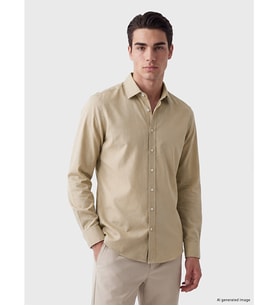 LCWAIKIKI Classic Bej Regular Fit Erkek Gömlek