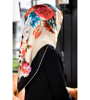 Vissona Sarı Çiçek Desenli İpek Eşarp 17632-0001-0003