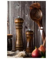 Ahşap Baharat Tuz Öğütücü Değirmen Seti 14 cm ve 21 cm Kahverengi