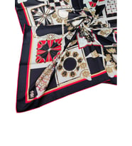 VESİ Eşarp Desenli Sport Twill Eşarp 120x120 cm (Siyah-Kırmızı)