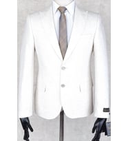 Jan Carlucci Sivri Yaka -İki  Düğme Çift Yırtmaç Slimfit Drop 6 Ceket- Krem Rengi