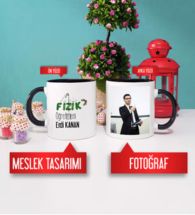 Fizik Öğretmenine Hediye Fizik Öğretmeni Kupa Bardak Siyah Fotoğraflı