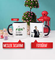 Fizik Öğretmenine Hediye Fizik Öğretmeni Kupa Bardak Siyah Fotoğraflı