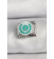 316L Çelik Gümüş Renk Beyaz Mavi Barış İşareti İşlemeli Nomination Charm 5 - HPSBYI8930-9