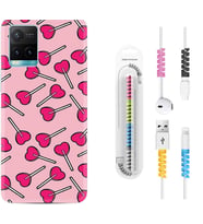 Vivo Y11S Y21S Y20 Y20S Y70 Kılıf Kablo Koruma Spiral Silikon Heart Lollipop 1414