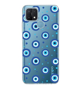 PrintiFy Oppo A15  ile Uyumlu 1mm Slim Fit Nazar Boncuğu 1 Baskılı Şeffaf  Kılıf