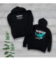 Nobody Göğüs ve Sırt Baskılı Oversize Unisex Siyah Sweatshirt