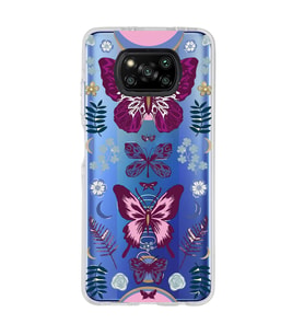 Poco X3 Pro Uyumlu Kelebek Desenli Şeffaf Telefon Kılıfı
