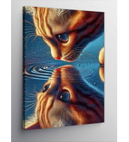 Kanvas Tablo Yansımasına Bakan Kedi
