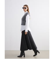 LCW Modest Siyah Beli Fermuarlı Kloş Etek