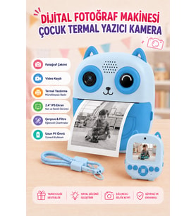 Çocuk Termal Yazıcılı Dijital Fotoğraf Makinesi 2.4 İnç IPS Ekran Video Kay