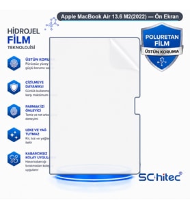 SChitec Apple MacBook Air 13.6 M2(2022) Uyumlu Ön Yüzey Nano Şeffaf Hidrojel Ekran Koruyucu