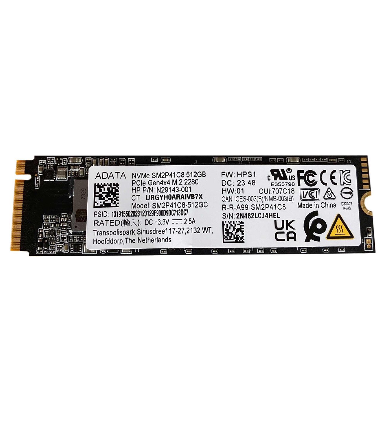 内蔵型SSD ADATA 512GB M.2 2280 NVMe SSD Adata SM2P41C8 512GB M2 2280 NVMe SSD