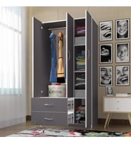 Kenzlife gardırop 3 kapılı 2 çekmeceli fesleğen 180*120*52 gri XLARGE kapaklı gardolap dolap