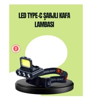Mey İthalat® 800 Lumen Çok Fonksiyonlu LED Kafa Lambası Type C Şarjlı