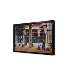 Camide Namaz Kılanlar Lean Leon Gerome Çerçeveli Cam Tablo