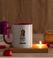 Kişiye Özel Kudurtayım Diye Tasarım Esprili Ahşap Altlıklı Mumlu Kırmızı Kupa