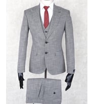 Jan Carlucci Slim Fit Sivri Yaka-Çift Yırtmaç Gri Drop 6 Yelekli Takım Elbise