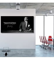 Panoramik Kanvas Makam Panosu Atatürk ‘’Vatanını En Çok Seven Görevini En İyi Yapandır.’’