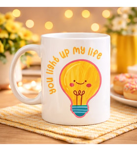 Northcity You Light Up My Life Tasarımlı Porselen Kupa Model 15 - Sevimli Ampul Desenli Hediyelik Kahve Kupası
