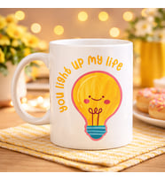 Northcity You Light Up My Life Tasarımlı Porselen Kupa Model 15 - Sevimli Ampul Desenli Hediyelik Kahve Kupası