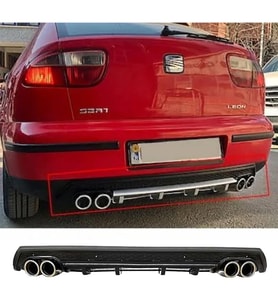 Seat Leon Mk1 Siyah Difüzör Çiftli Yuvarlak Egzoz Görünümlü D Tip Difizör