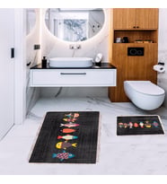 Banyo Halısı Ikili Klozet Takımı Kaymaz Tabanlı Banyo Paspas Takımı (Karışık)