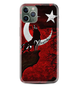 Apple iPhone 11 12 13 14 Pro Max Kılıf Desemli Silikon Wolf and Moon 2 1381