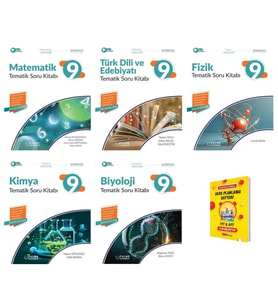 9. Sınıf 2025 Matematik Edebiyat Fizik Kimya ve Biyoloji Tematik Soru Kitabı Sayısal 5li Set