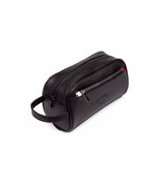 Siyah Deri Portföy El Çantası Seyahat Traş Kozmetik Clutch Çanta
