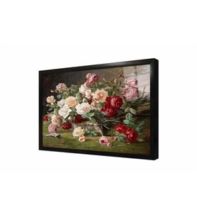 Tablosan Rengarenk Güller Çerçeveli Cam Tablo