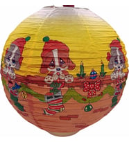 Pazariz Japon Feneri - Şirin Köpek Desenli Asma Süs Avize  - 40 cm