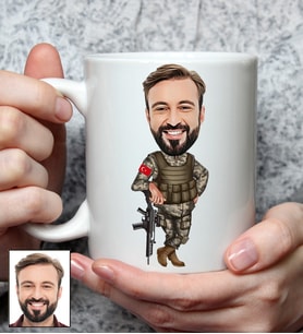 Kişiye Özel Asker Tasarımlı Karikatürlü Kupa Bardak
