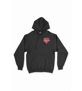 Kalp Ritim Tasarım Siyah Sweatshirt Hoodie