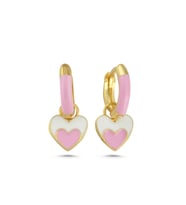 Pembe Kalpli Gümüş Küpe  KP03 (Gold)
